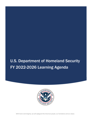 U.S. Department Of Homeland Security FY 2022-2026 Learning Agenda - DHS
