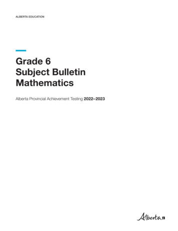 Mathematics Grade 6 Subject Bulletin, 2022-2023 - Alberta