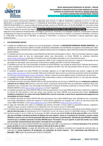 Edital Modalidade Presencial Nº 28/2022 Prouni Regulamenta O Processo .