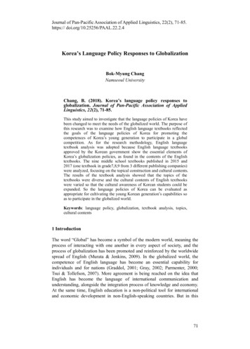 Korea's Language Policy Responses To Globalization - Ed