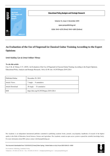 An Evaluation Of The Use Of Fingernail In Classical Guitar Training .