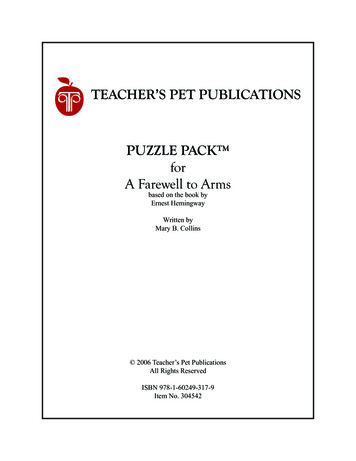 TEACHER'S PET PUBLICATIONS PUZZLE PACK For A Farewell To Arms