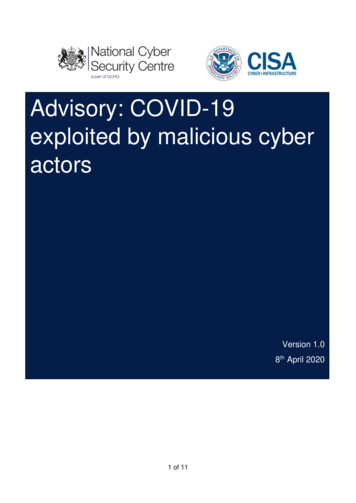 Advisory: COVID-19 Exploited By Malicious Cyber Actors - NCSC