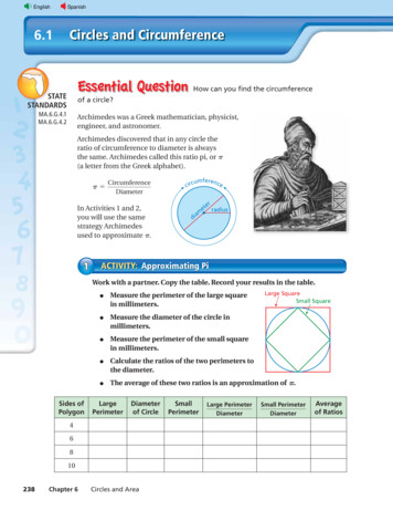 6.1 Circles And Circumference - Big Ideas Learning