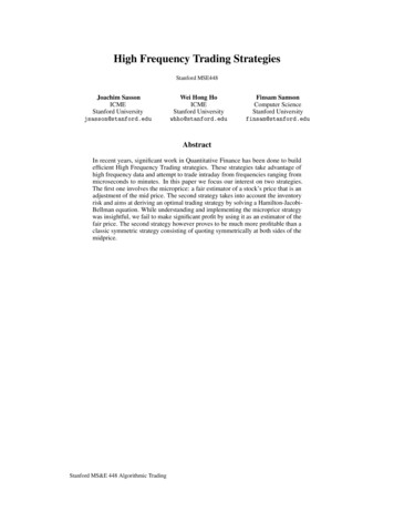 High Frequency Trading Strategies - Stanford University