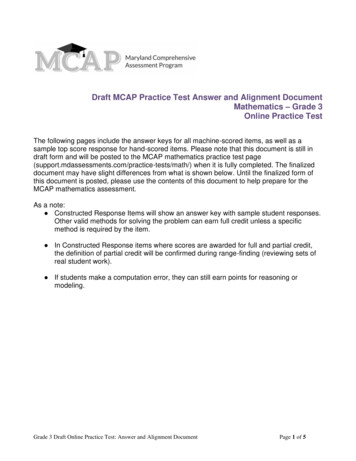 Grade 3 MCAP Practice Test Key And Alignment - Maryland Public School S
