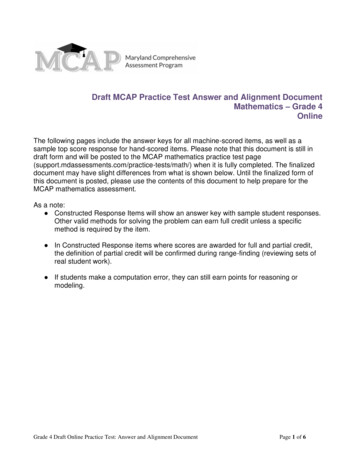Grade 4 MCAP Practice Test Key And Alignment
