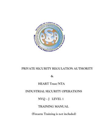 PRIVATE SECURITY REGULATION AUTHORITY HEART Trust/NTA INDUSTRIAL .