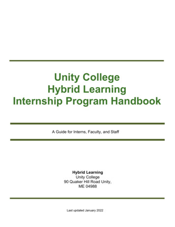 Unity College Hybrid Learning Internship Program Handbook
