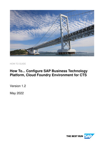 How To Configure SAP Business Technology Platform, Cloud Foundry .