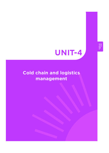 Cold Chain And Logistics Management - World Health Organization