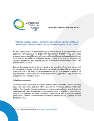 Informe Especial Sobre El Cumplimiento De La Ley 2013 De 2019, En .