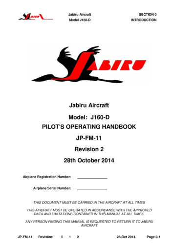 Jabiru Aircraft Model: J160-D PILOT'S OPERATING HANDBOOK JP-FM-11 .