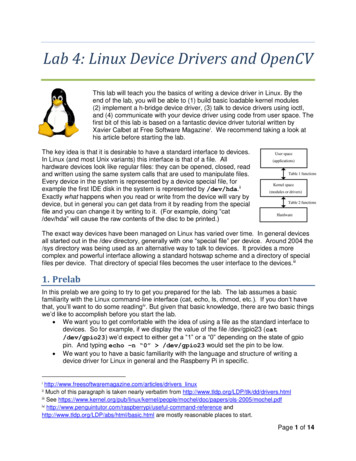 Lab 4: Linux Device Drivers And OpenCV - Electrical Engineering And .