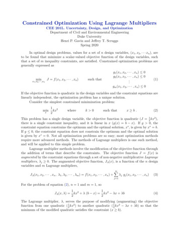 Constrained Optimization Using Lagrange Multipliers - Duke University