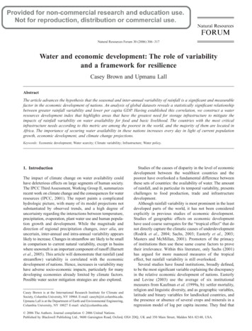 Water And Economic Development: The Role Of Variability And A Framework .