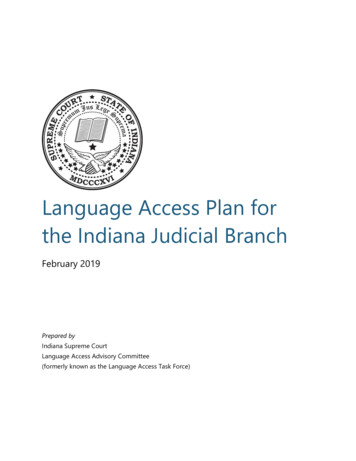 Language Access Plan For The Indiana Judicial Branch
