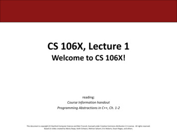CS 106X, Lecture 1 - Stanford University