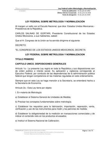 Ley Federal Sobre Metrología Y Normalización - CNDH