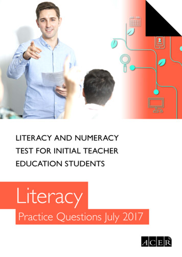 Literacy And Numeracy Test For Initial Teacher Education . - Acer
