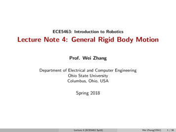 ECE5463: Introduction To Robotics Lecture Note 4: General Rigid Body Motion