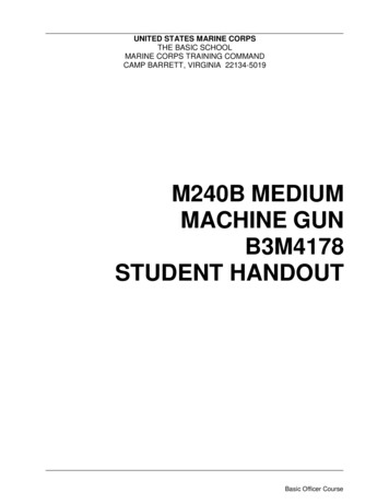 M240b Medium Machine Gun B3m4178 Student Handout - Usmc Officer