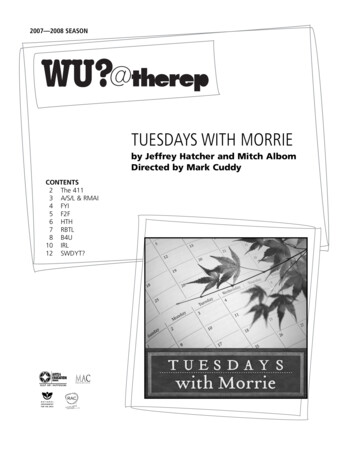 TUESDAYS WITH MORRIE - The Repertory Theatre Of St. Louis