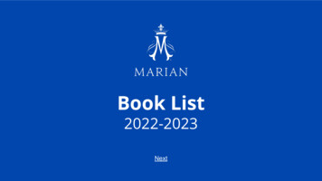 Marian Book List 2022 - 2023 - Marian High School