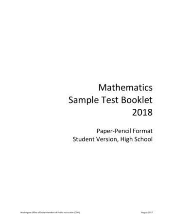 Mathematics Sample Test Booklet High School - K12.wa.us