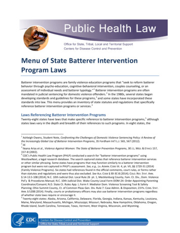 Menu Of State Batterer Intervention Program Laws - Centers For Disease .