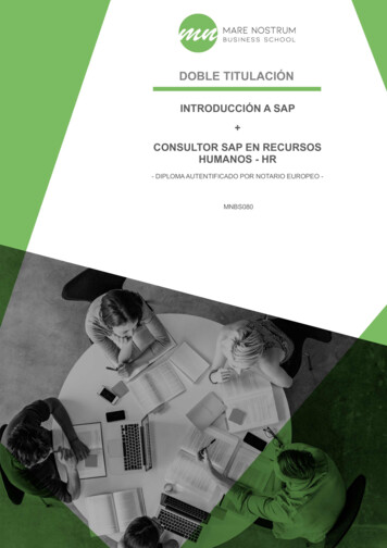 INTRODUCCIÓN A SAP CONSULTOR SAP EN RECURSOS HUMANOS - HR - Grupo Tarraco