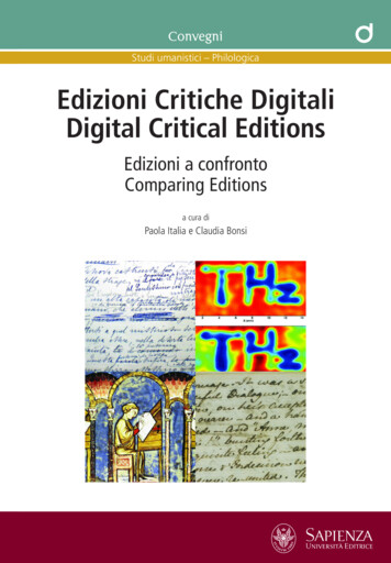 Studi Umanistici Philologica Edizioni Critiche Digitali Digital .