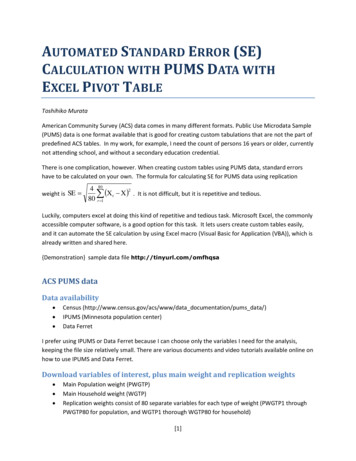 A S E (Se) Calculation With Pums D Excel T - Prb