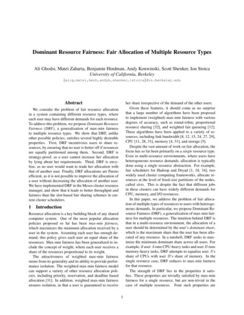 Dominant Resource Fairness: Fair Allocation Of Multiple Resource Types