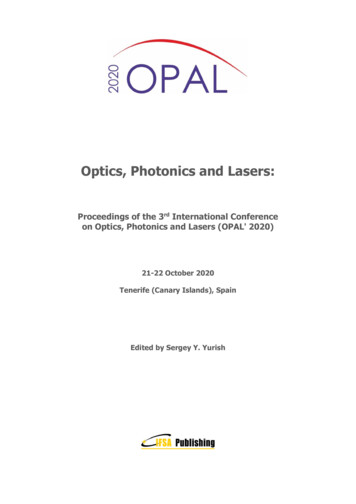 Optics, Photonics And Lasers