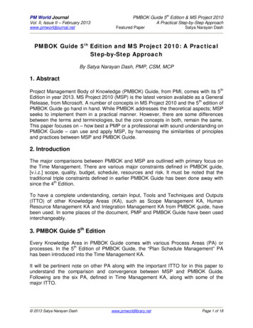 PMBOK Guide 5th Edition And MS Project 2010: A Practical Step-by-Step .