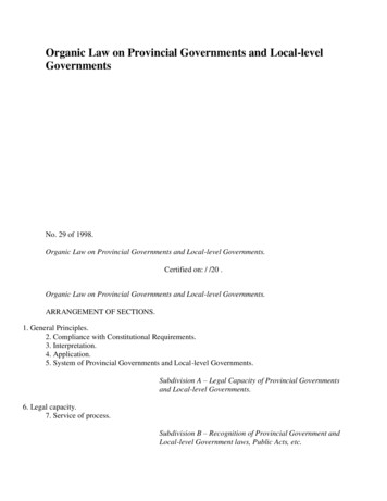 Organic Law On Provincial Governments And Local-level Governments