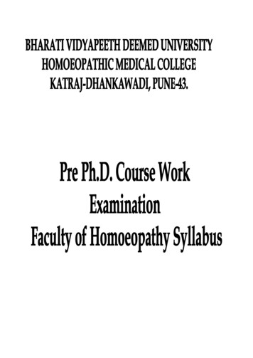 Homoeopathic Materia Medica - Bharati Vidyapeeth University