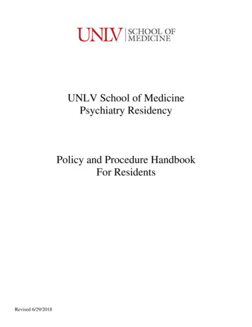 UNLV School Of Medicine Psychiatry Residency Policy And Procedure .