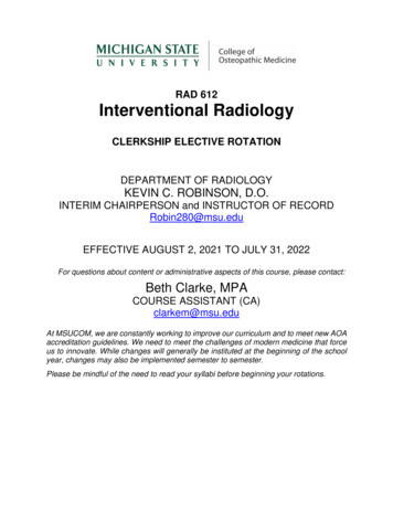 RAD 612 Interventional Radiology - Michigan State University College Of .