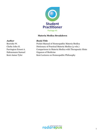 Materia Medica Breakdown Author Book/Title Boericke W . - RadarOpus