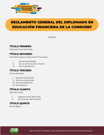 Reglamento General Del Diplomado En Educación Financiera De La Condusef