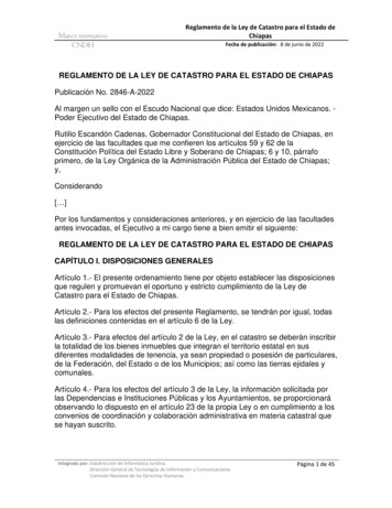 Reglamento De La Ley De Catastro Para El Estado De Chiapas