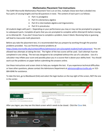 Mathematics Placement Test Instructions - SUNY Morrisville