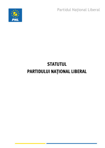STATUTUL PARTIDULUI NAȚIONAL LIBERAL - Political Party Database Project