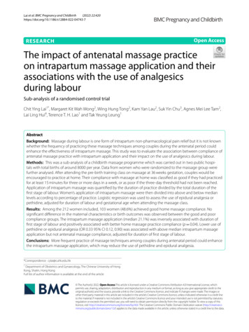 The Impact Of Antenatal Massage Practice On Intrapartum Massage .