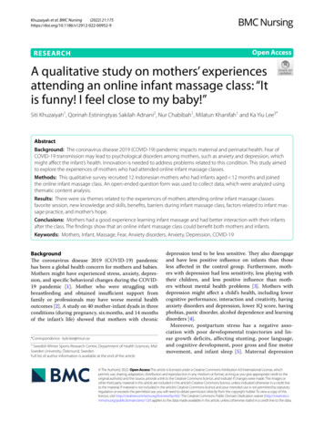A Qualitative Study On Mothers' Experiences Attending An Online Infant .