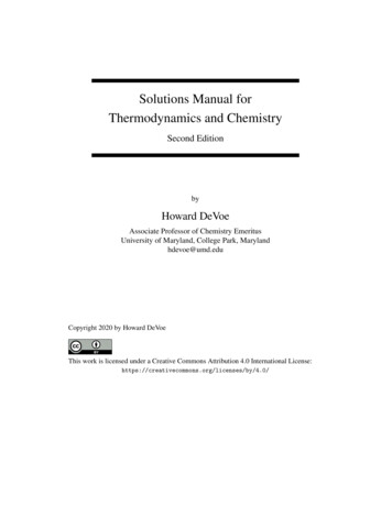 Solutions Manual For Thermodynamics And Chemistry - UMD