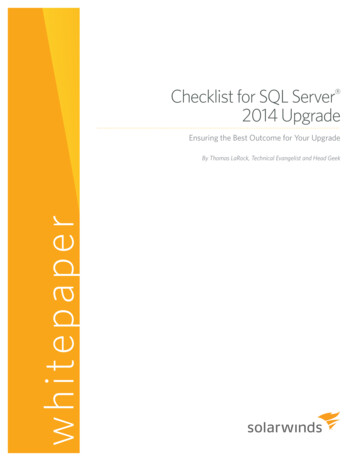 Checklist For SQL Server 2014 Upgrade - Spiceworks