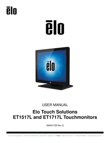 Elo Touch Solutions ET1517L And ET1717L Touchmonitors